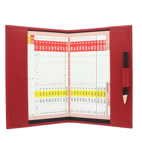 Large Leather Golf Scorecard Holder - for UK Ireland & European scorecards 2314 Poppy