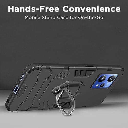 Image of Pikkme Back Cover for Realme Narzo 50 Pro 5G | 360 Protection | Ring Holder | Kickstand | Tough Armor Case (Black)