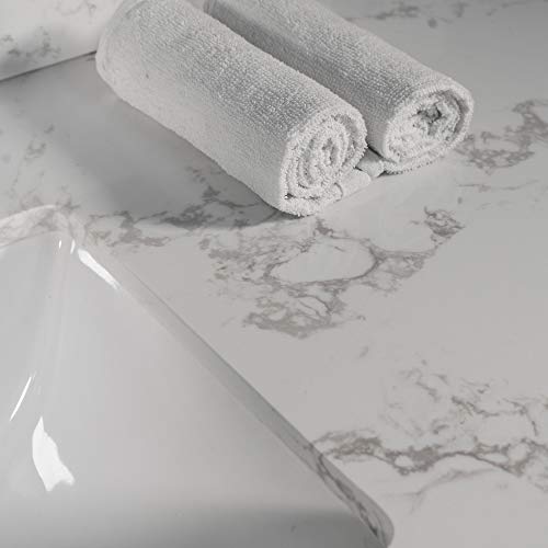 43‘’X22" Bathroom Stone Vanity Top Engineered Stone Carrara White Marble Color With Rectangle Undermount Ceramic Sink And Faucet Hole With Back Splash #TOP4