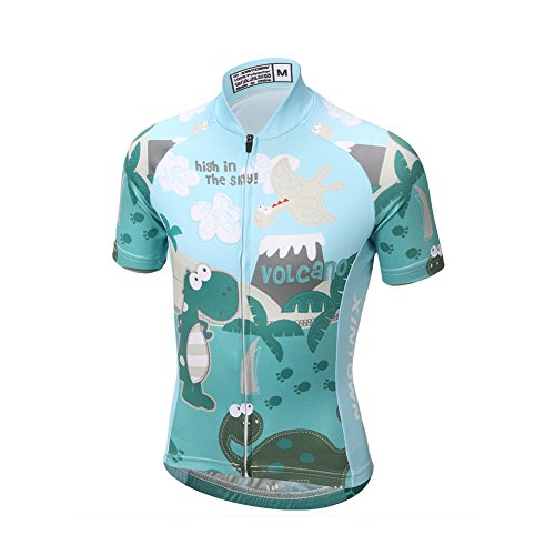 Yfpico - Maillot de ciclismo para niña/niño (secado rápido), todo el año, color azul celeste, tamaño 152 / 158