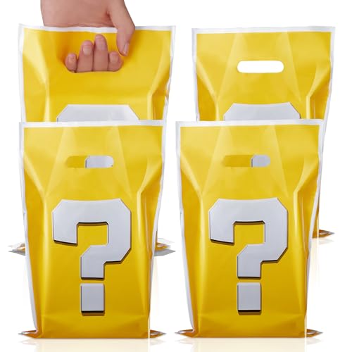 Opasoy 40PCS Question Mark Candy Gift Bags for Video Game Birthday Party Decorations, Party Favor Bags for Boys Super Theme (A-Yellow)