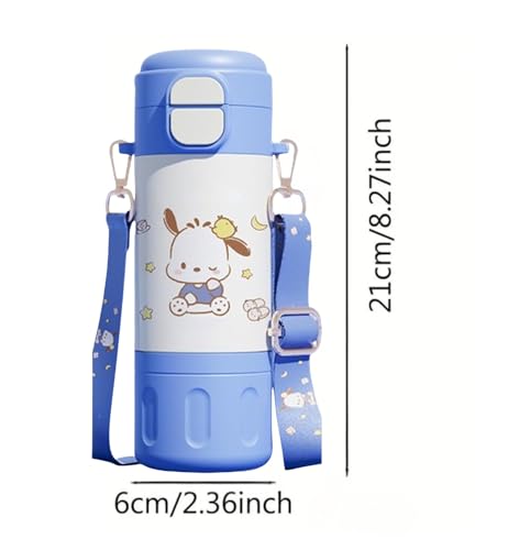 Image of Kids Premium Water Bottle with Straw & Spout | Stainless Steel Water Bottle & Leak-Proof Flip Lid | Portable & Durable Design for School & Travel (480ml) (Violet-Blue)