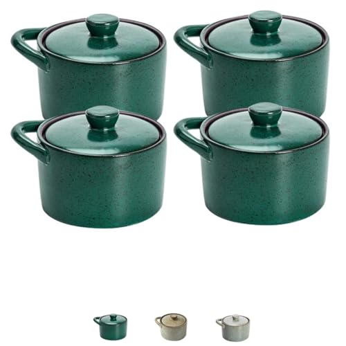 SJGEIDM蒸し碗 ちゃわんむし器 茶碗蒸し 器 茶碗蒸し 蒸し器 蓋付き おしゃれ 北欧風 スープカップ デザート茶碗蒸し フタ付き スープ茶碗 蓋付き 食器 うつわ 器 皿 お皿 陶器 旅館 和食器 飲食店 業務用 (4インチダークブルー*4個)