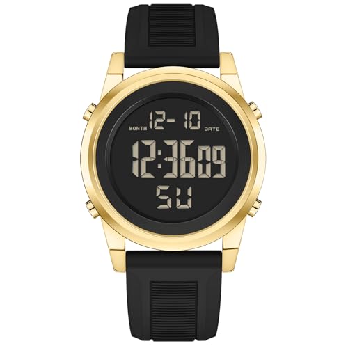 Image of Black Waterproof Digital Wrist Watches for Men Sports Mens Watch | Black Silver Waterproof Sports Wrist Watches for Men Digital Tactical Mens Watches Military