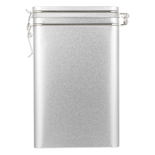 Café molido y especias guardados en caja metálica rectangular hermética 2