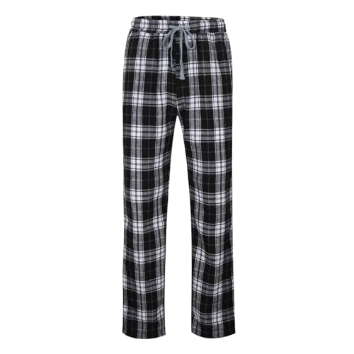 Men's Plaid Baggy Pants Checkered Straight Wide Leg Drawstring Trousers with Pockets Open Bottom Y2K Vintage Streetwear3