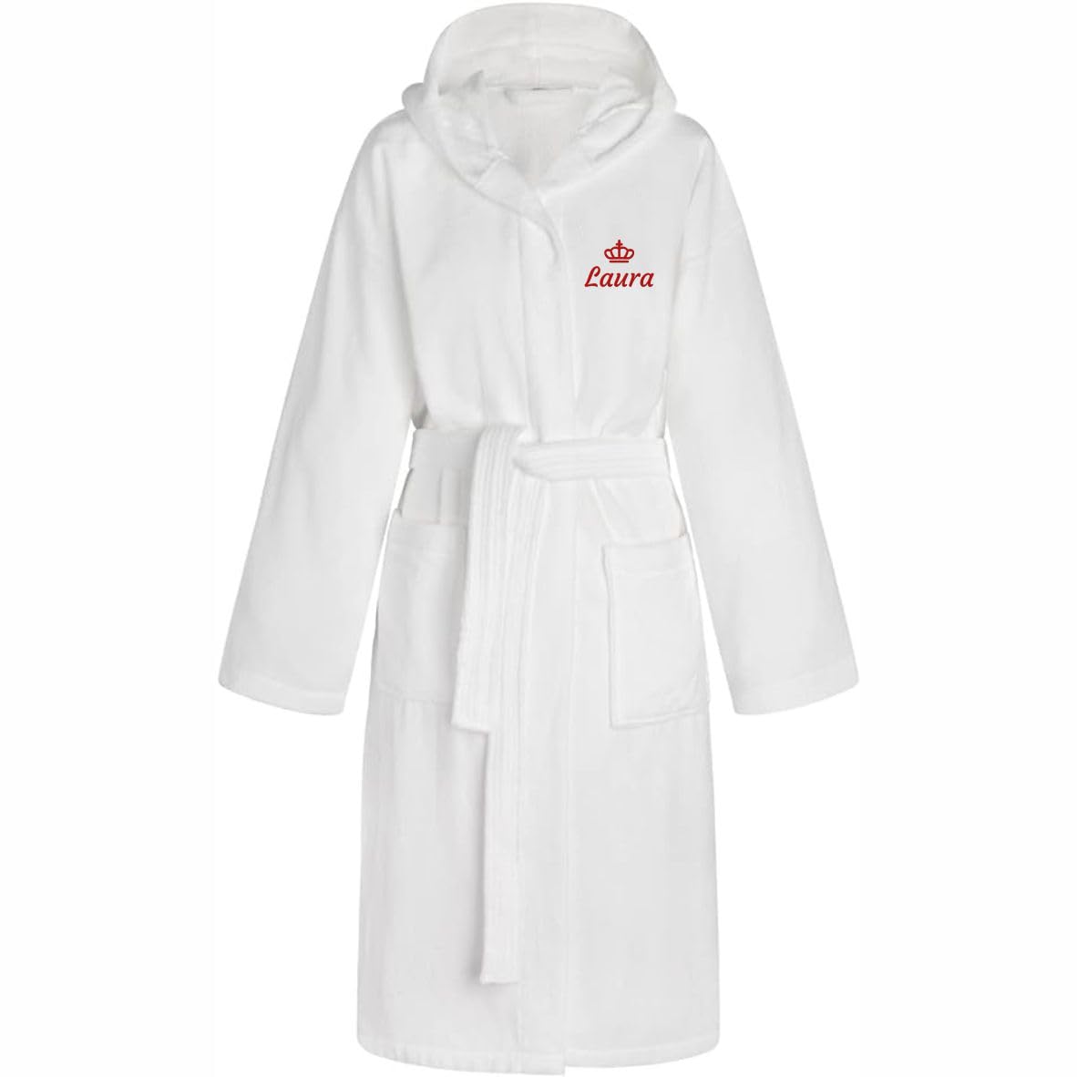 Smyla Premium Baumwoll Bademantel personalisiert mit Wunsch-Text | personalisierte Geschenke Damen Herren | Sauna Kimono Morgenmantel flauschig