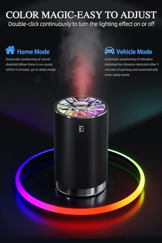 Image of Smart Car Air Fresheners,7 Colors Breathing Light,Auto On /Off,80ml Fragrance Lasts 6 Months,Portable USB Aromatherapy Diffuser for Car Home Office Bedroom,Black Frosted,Cologne