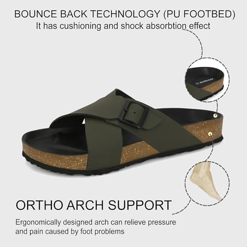 شبشب منزلق من سنترينو موديل كوشن سلايدرز عصري للرجال باللون الزيتوني مقاس 45.5 أوروبي