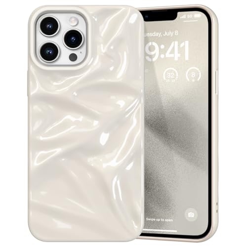 ZCDAYE Glossy Water Ripple Case for iPhone 13 Pro Max, White - image 1