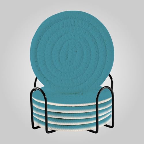Dessous de verre Saxe bleus absorbants rustiques pour protection de table - 2