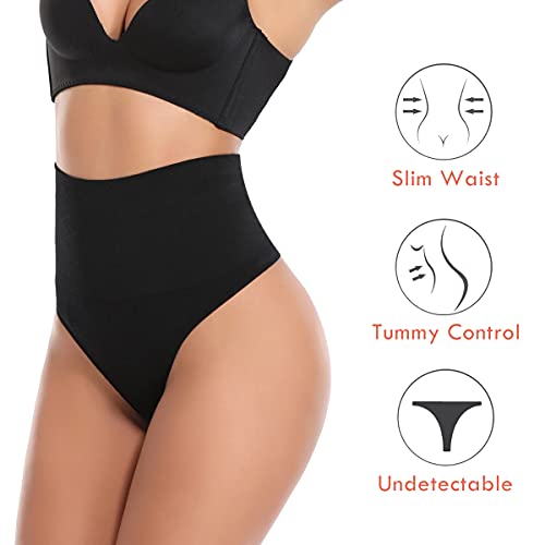 Miss Moly Women's Tummy Control Panty Slimmer Seamless High Waist Brief Shapewear Thong Shaper Waist Cincher Girdle Thong Underwear Black Xl #TOP2