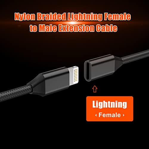 Image of for iPhone Charger Extension Cord,[Apple MFi Certified] Nylon Braided Lightning Extender Dock Cable Male to Female Adapter 3.3FT for iPhone 14 Pro 13 Pro 12 11 X XR 8 7 6 Pass Video,Data,Audio