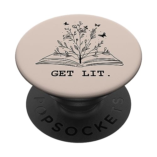 Get Lit Library Book Wildflowers Lovers Literature Teacher PopSockets PopGrip Adhesivo