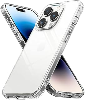 Ringke Fusion Compatible with iPhone 14 Pro Case, Anti-Scratch Minimal Yellowing Clear Hard Back Shockproof Bumper Cover for iPhone 6.1-Inch (2022) - Transparent