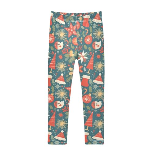 KLL Merry Christmas Snowflake Red Hoho Toddler Girls Leggings Fashion High Waisted Sweatpants Exercise