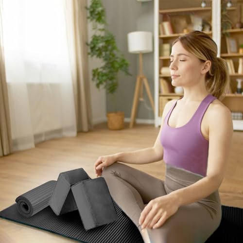 Image of BalanceFrom 7-Piece Yoga Set with 71x24x0.5 Inches Extra Thick Mat and Carrying Sling - Includes 2 Blocks, Stretch Strap, 2 Towels, and Knee Pad for Home, Studio, and Gym Workouts
