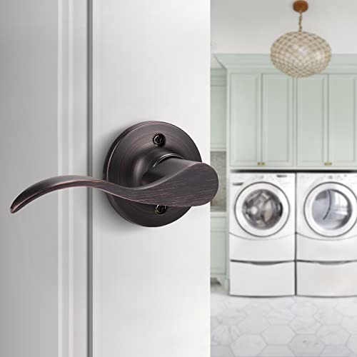 Gobekor 1 Pack Oil Rubbed Bronze Left-Handed Lever Door Handles Dummy Levers Closet Door Handles For Pantry Interior Non-Turning Locks #TOP3