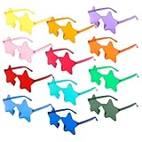 Moikolok 12 PCS Star Sunglasses Rimless Colorful Transparent Eyewear Themed Party Supplies Beach Party Fashion Fun Pentagram Glasses