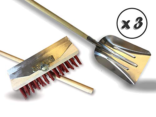 Kehrbesen mit Metallschaufel | 3 Sets | Besen 32 cm | Außenstrecke | Füllung aus rotem PVC | Holzsohle | Hülse Ø 28 mm | Kibros 2630BRMPLx3 – Bild 3