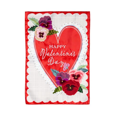 Evergreen Flag,Lace Heart Applique Garden Flag,12.5X0.2X18 Inches