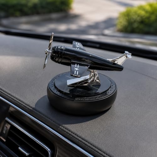 Image of Solar Powered Car Dashboard Perfume Diffuser with 360 Rotating Aeroplane Glider 2026, Plant-Based Organic Fragrance | Imported Airplane Design | Air Freshener & Interior Decoration | Black