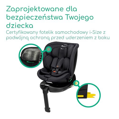 Bebeconfort RevolveFix Plus 360 i-Size, Fotelik 360, 40–150 cm, Full Black | Obrotowy Fotelik Samochodowy ISOFIX, 0–12 L