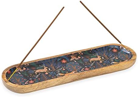 Folkulture Incense Holder or Incense Burner Holder, Modern Insence Ash Catcher or Insense Stick Holder for Table Decor, Wooden Incense Tray for Gifting, Mango Wood , Mystical