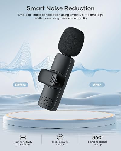 Image of 2 Pack Wireless Lavalier Microphone for iPhone iPad and Android Phone, Lapel Mic Plug and Play Wireless Mic Noise Reduction Mini Microphone for Video Recording Interview Podcast Vlog YouTube Tiktok