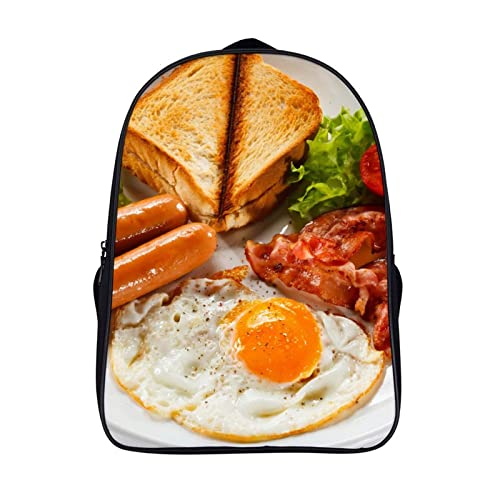 Sac à dos de mode Breakfast Travel Rucksack grand cartable scolaire 3D de 40cm