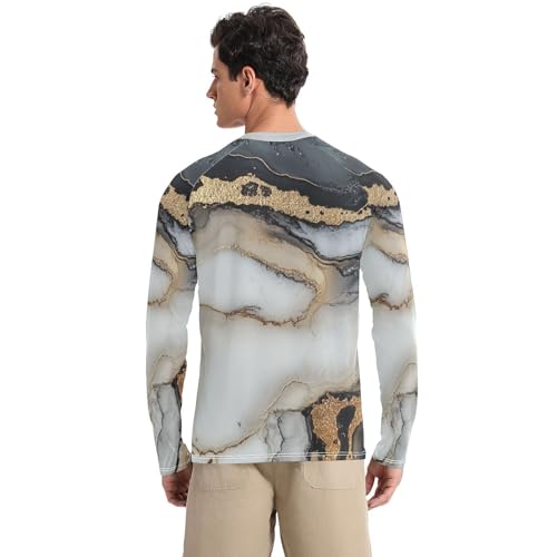 Marble White Black Shirts Summer UPF 50+ Loose Type Elasticity Mens Sun Shirts Protection Long Sleeve Water Fishing2