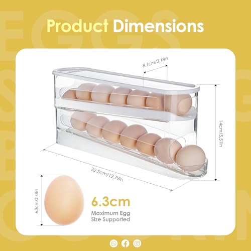 Sylphide Auto Rolling Fridge Egg Organizer, egg storage for refrigerator,Space Saving Eggs Dispenser for Refrigerator,sp - Additional View