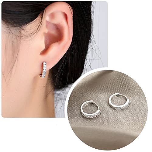 Cocadant 6 Pairs Small Silver Huggie Hoop Earrings For Women Girls Set,14K Hypoallergenic Real Gold Tiny Cartilage Earrings For Women,Cubic Zirconia Hoop Cuff Earrings #TOP1