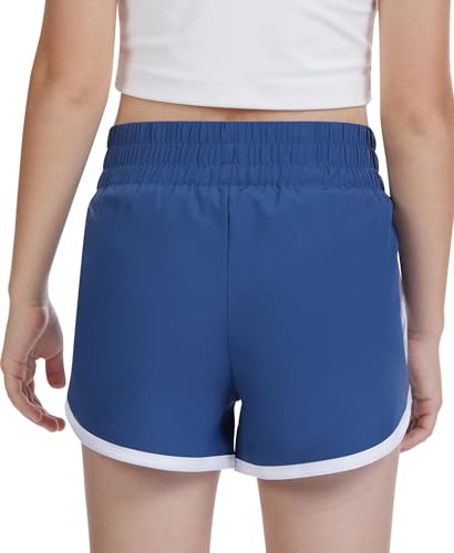 DOCUMO Girls Athletic Shorts High Waist Soccer Shorts for Kids Quick Dry Workout Dolphin Active Sports Shorts for Girls Teen (Navy Blue, Medium) — view 2