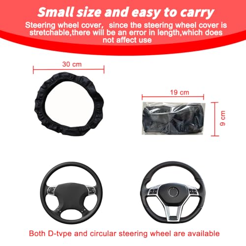 Adunsiaoto Lenkrad Abdeckung Mikrofaser, Heavy Duty Lenkradhülle, Carbon Fiber Auto Lenkrad, Abdeckung Atmungsaktiv Lenkradbezug Faser, Mikrofaser Leder Lenkradhülle Universal Größe(Schwarz)