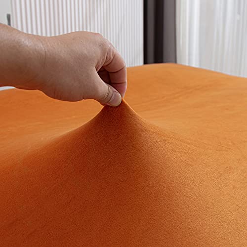 Armless Sofa Bed Cover Futon Slipcover Velvet Stretch Spandex Folding Sofa Couch Non-Armrest Furniture Protector (Velvet Orange) #TOP5