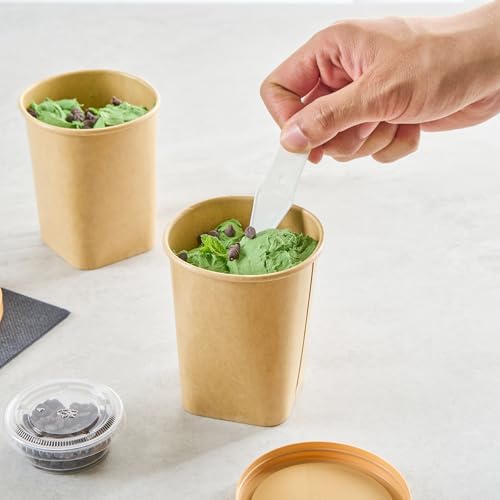 Image of Coppetta 13 Ounce Dessert Cups, 50 Greaseproof Ice Cream Cups - Lids Sold Separately, Square Bottom, Kraft Paper Yogurt Bowls, Disposable, For Sundaes, Mousse Or Puddings - Restaurantware