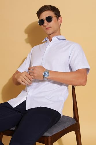 Image of FYLTR Men's Regular Fit Shirt - Half Sleeve | Contrast Placket | Regular Collar | Formal Shirts for Men