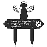 Rngmsi Dog Cemetery Decorations for Grave - Grave Garden Metal Decorations Memorial Dog Angel Wings Stakes Plaque Waterproof Black Grave Decoration Sympathy Garden Stake Markers Dog Grave Decor