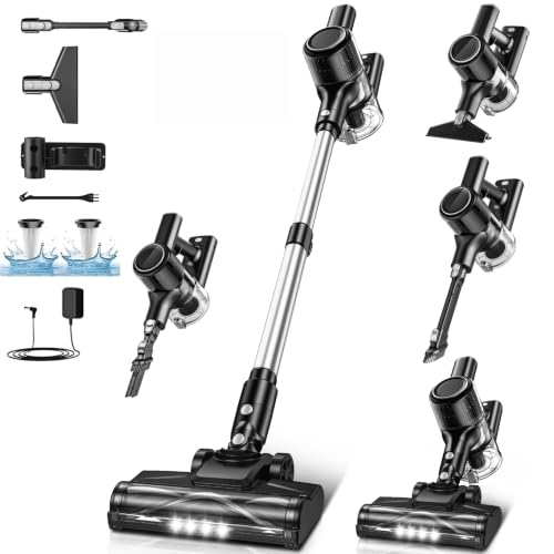 Image of VOKENE Cordless Vacuum Cleaner, 8 in 1 Powerful Suction Lightweight Vacuum Cleaner for Home, LED Display, 3 Suction Modes, 45Mins Detachable Battery Vacuum for Hard Floor Carpet Pet Hair