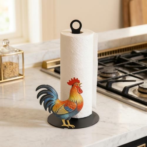 Porta rollos de cocina de hierro resistente y estable para encimera - Estilo D 7