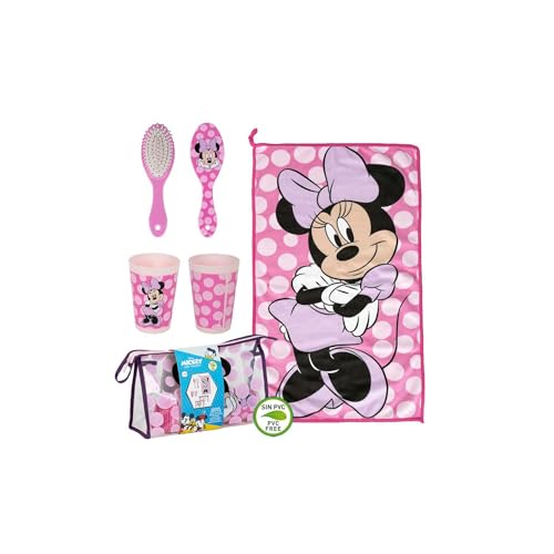 Neceser de viagem de Minnie - cor-de-rosa, 23 x 15 x 8 cm, grande capacidade de armazenamento - fecho de correr - produto original desenhado em Espanha, ROSA, Necesser de viagem de grande capacidade