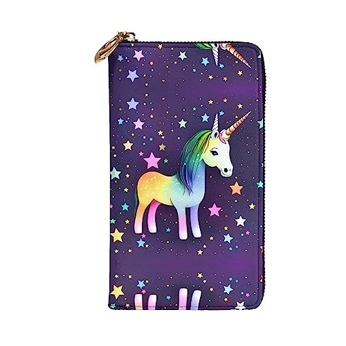 Leather Wallet 7.48 x 4.13 in - Stylish and Durable Wallet for Women with Multiple Compartments and Zipper Design One-horse star Pattern2