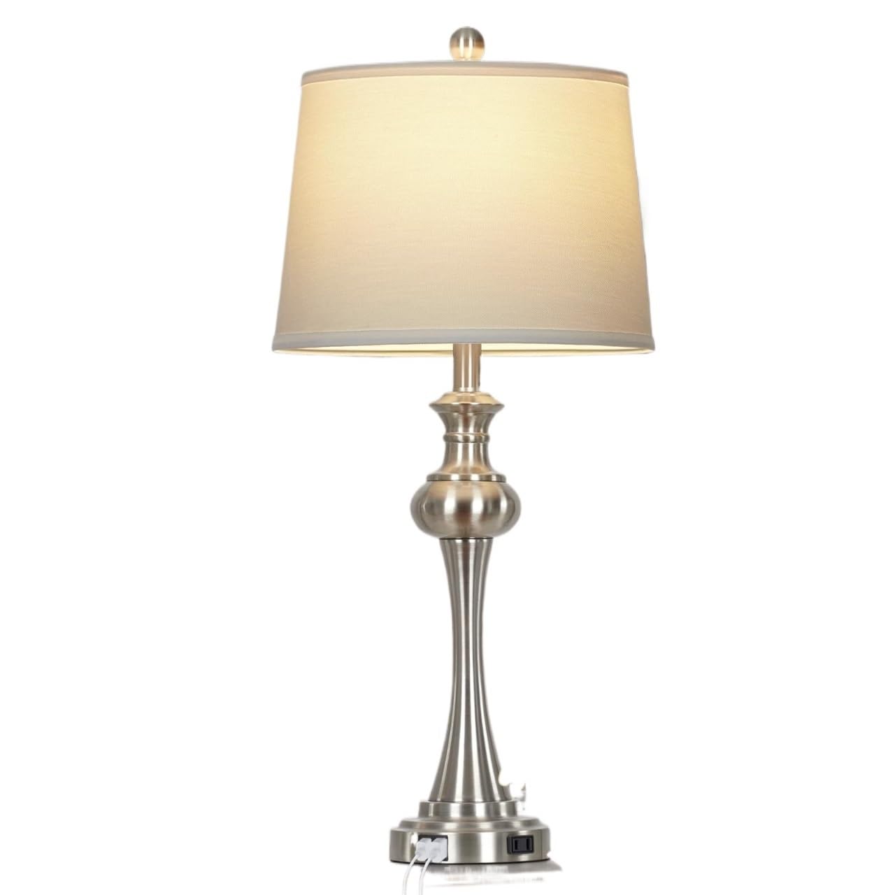 XANAYXWJ Lampe avec Prise USB CA pour Chambre à Coucher, Table de Chevet, Table Basse, Incluse, Convient pour Le Salon, Le dortoir, Le Bureau (argenté - Lot de 2)