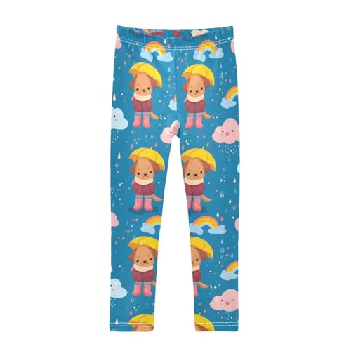 ALAZA Girls' Leggings Children's Yoga Pants Skinny Printed Dance Puppy Umbrella Comfortable 4T