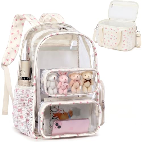 Image of BTOOP Clear Backpack Heavy Duty Transparent Backpack 17 inch See Through Bookbag for College Work Festival Security Padded Strap