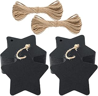 100 PCS Star Gift Tags, 6CM Black Paper Tags with 65Feet/20M Jute String, Ideal for Wedding Party Favor Tags, Price Labels, Luggage Tags
