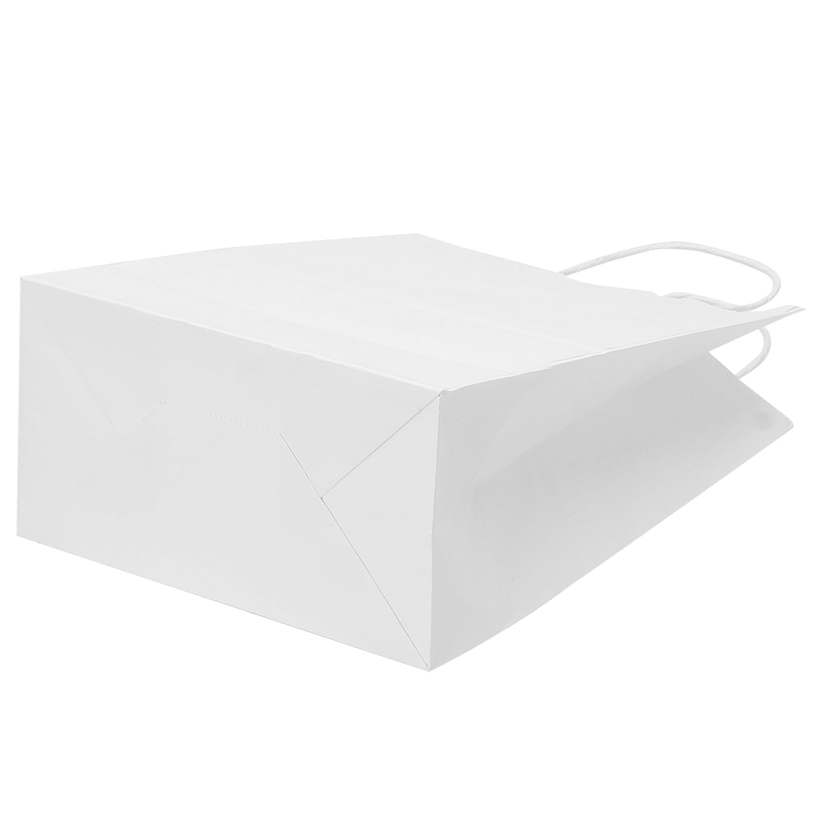LEXININ Lot de 100 sacs cadeaux en papier blanc de taille moyenne avec poignées torsadées, 21 x 11 x 27 cm, sacs de transport en papier blanc pour courses, vente au détail