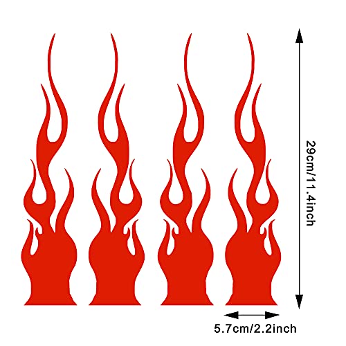 Tomall 4 Pcs 11.4'' Flame Reflective Sticker For Car Vinyl Racing Sports Flame Stripe Decal For Golf Cart Off-Road Vehicles Motorcycles Bike Skateboard Laptop Diy Decoration (Red) #TOP1