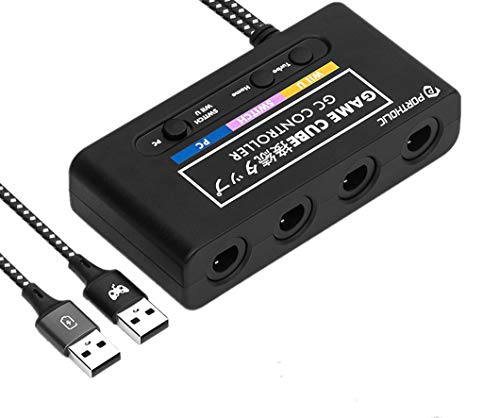 PORTHOLIC Game Cube Controller Adapter with 4 Ports Compatible for Wii U,Nintendo Switch Super Smash Bros Ultimate,Plug and Play,No Drivers Needed(Newest Version) Black PORTHOLIC Game Cube Controller Adapter with 4 Ports Compatible for Wii U,Nintendo Switch Super Smash Bros Ultimate,Plug and Play,No Drivers Needed(Newest Version) Black